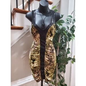 E-Klah Multicolor V-Neck Sequins Sleeveless Casual Knee Length Dress Size M